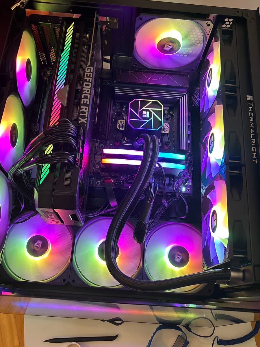 Custom RGB PC build with Thermalright cooler and GeForce RTX